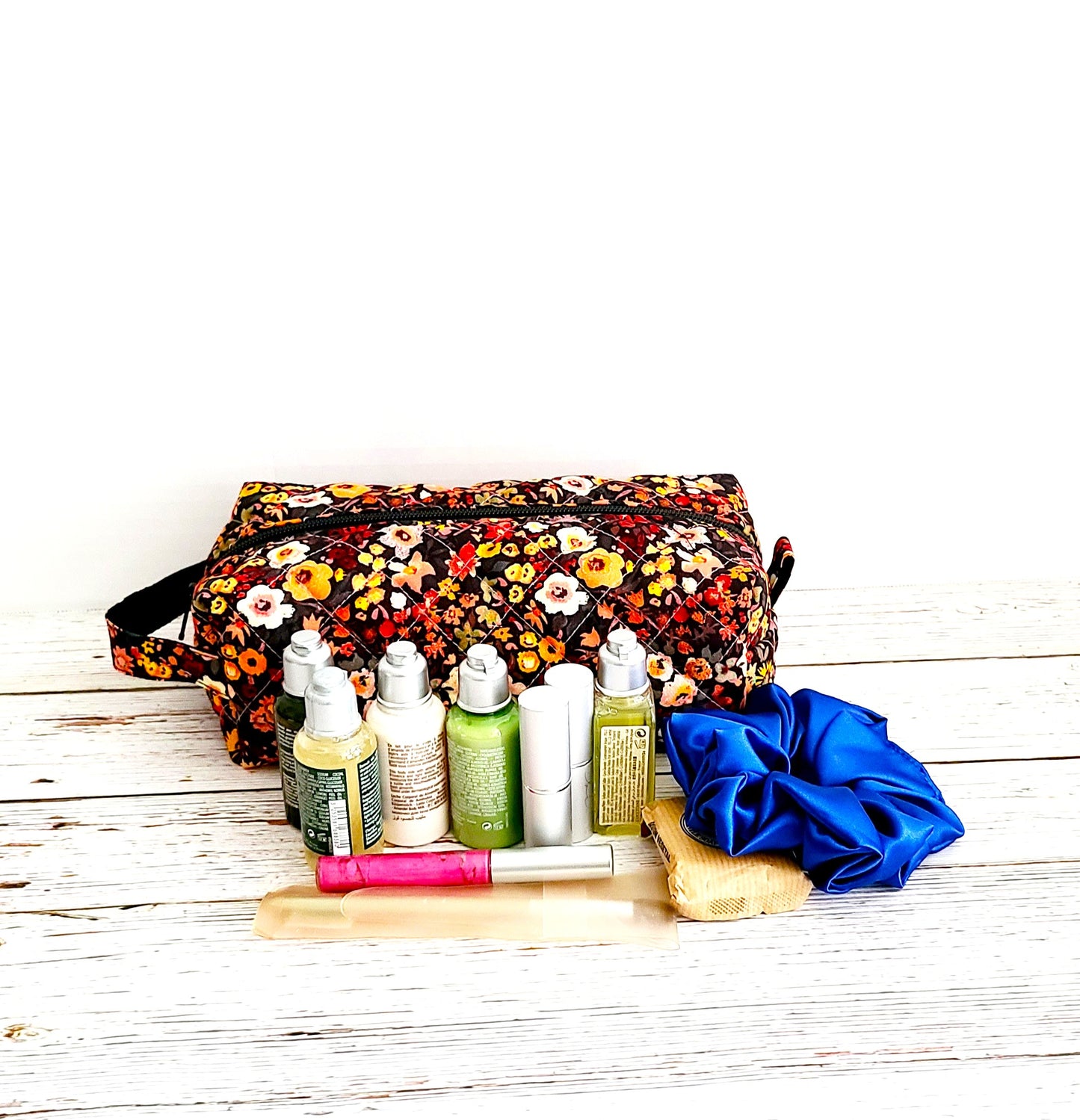 Carry-All Pouch: Dark Orange Floral