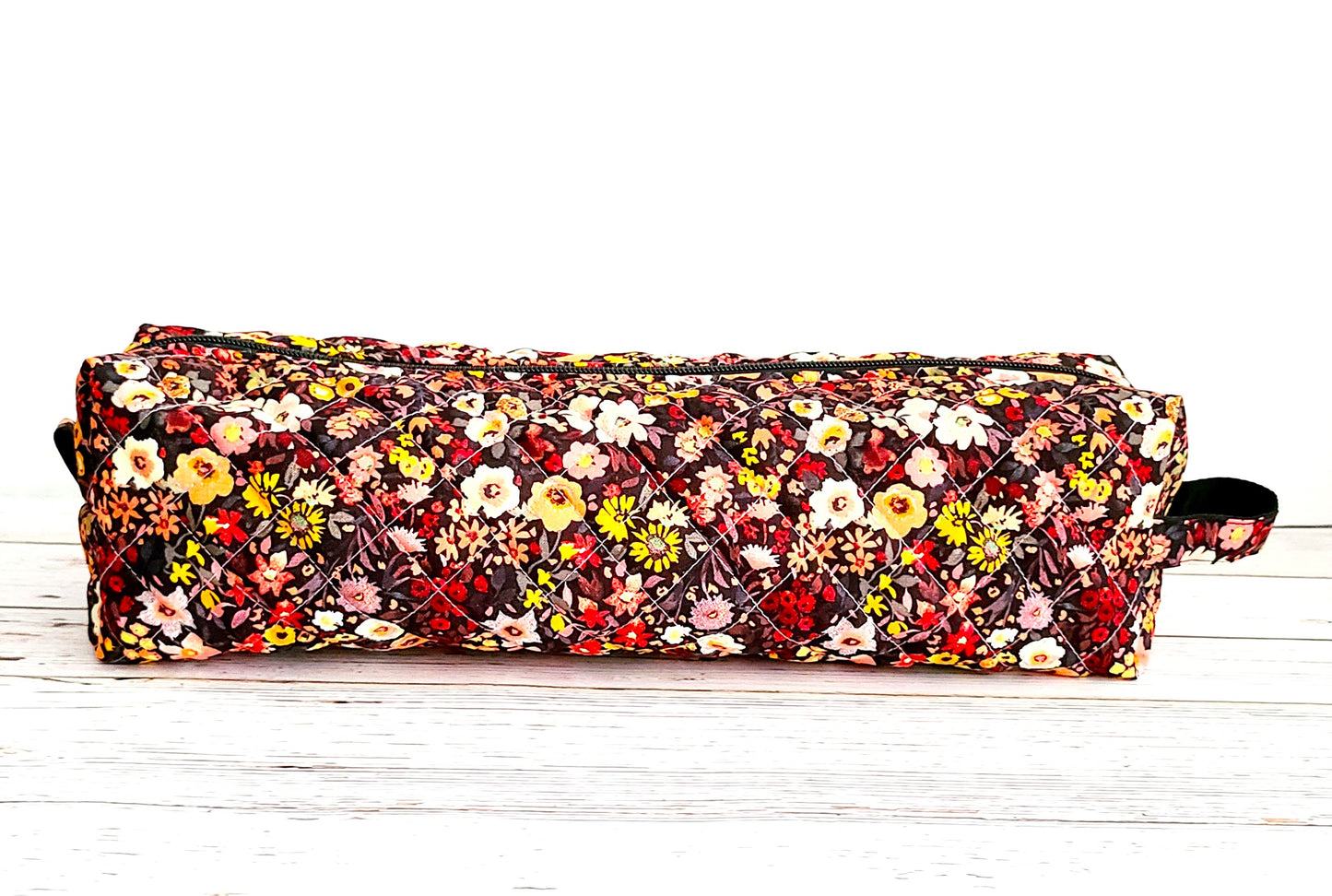 Hair Tool Bag: Dark Orange Floral