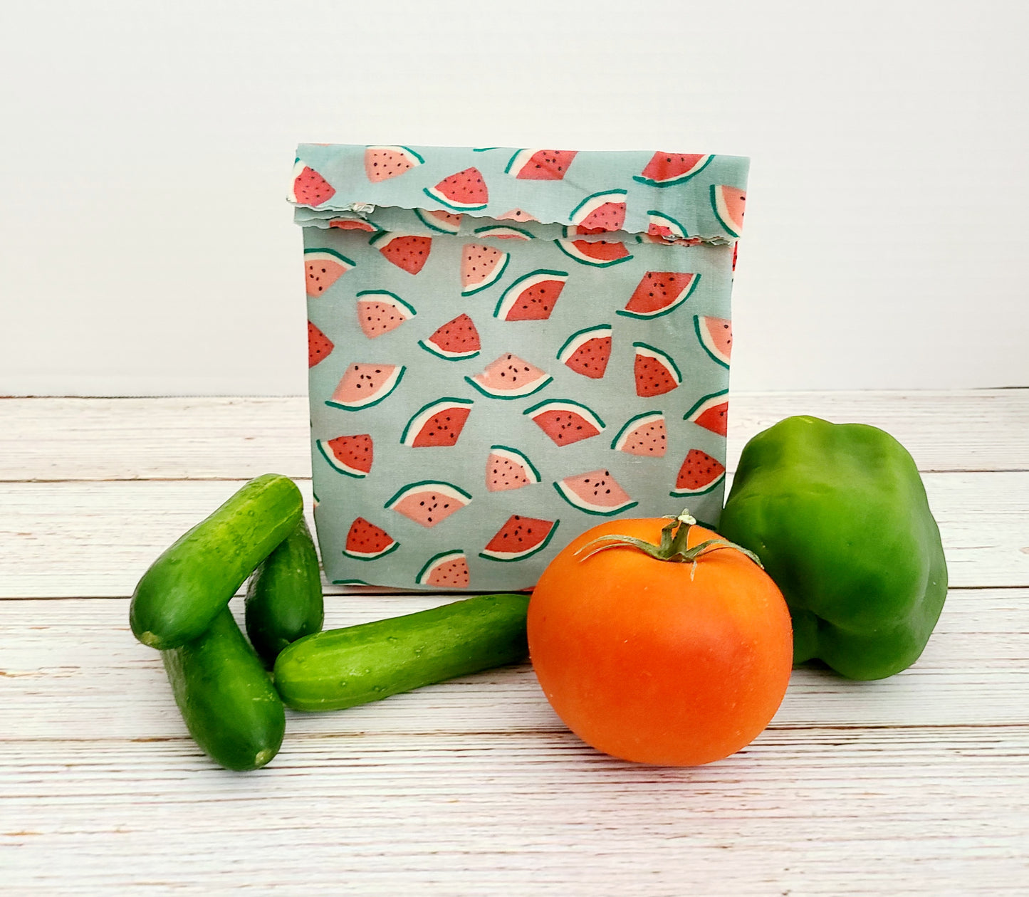 Beeswax Food Bag: Watermelons on Blue
