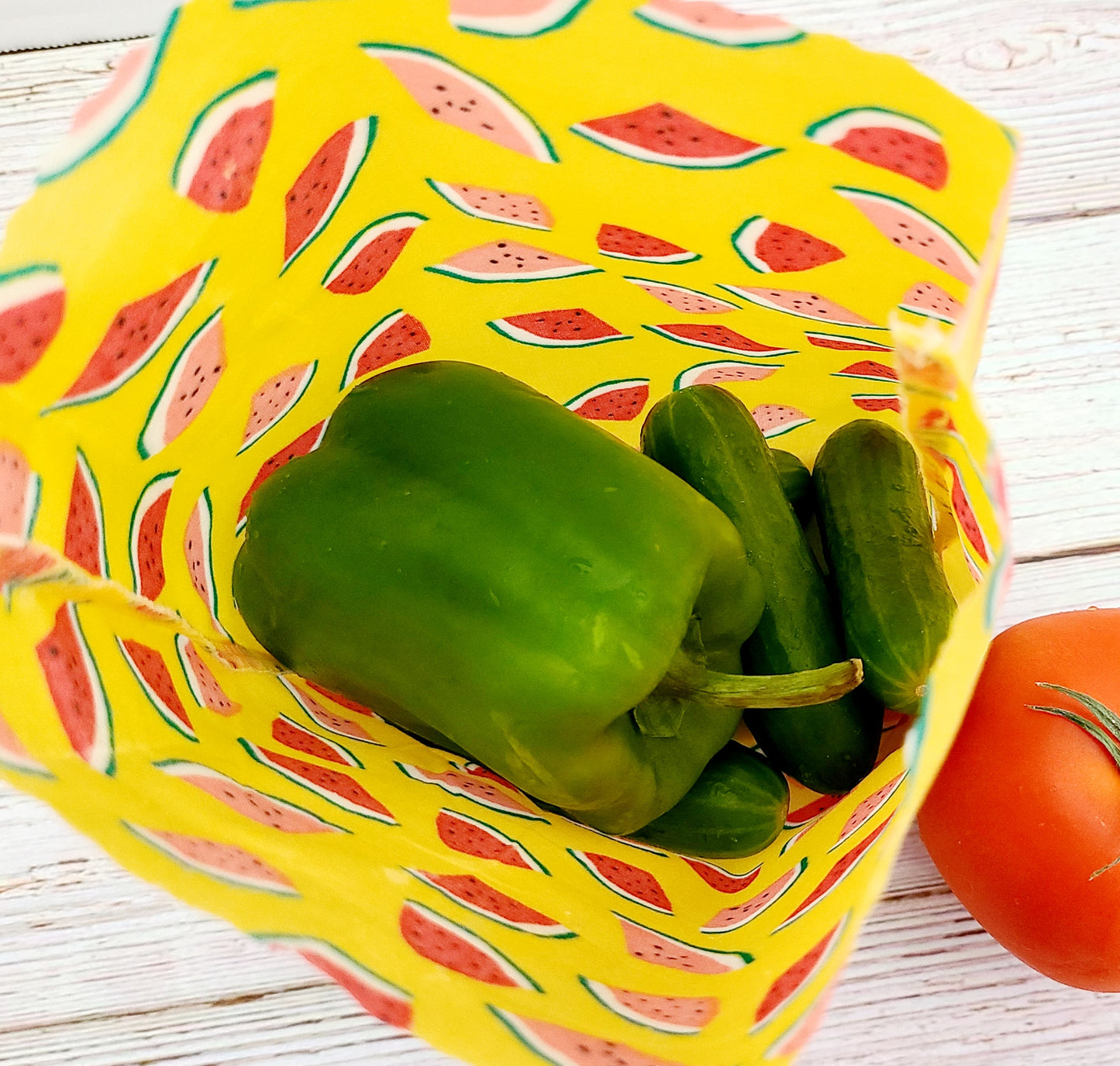 Beeswax Food Bag: Watermelons on Yellow