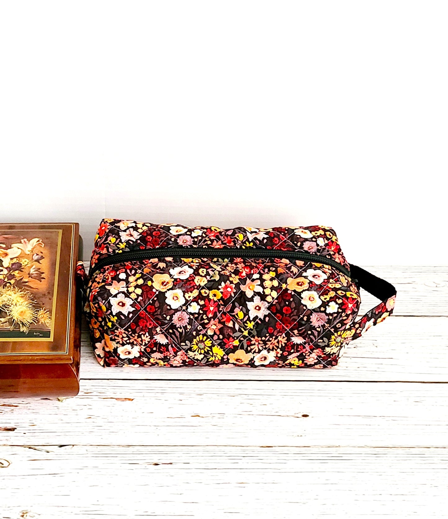 Carry-All Pouch:  Dark Orange Floral