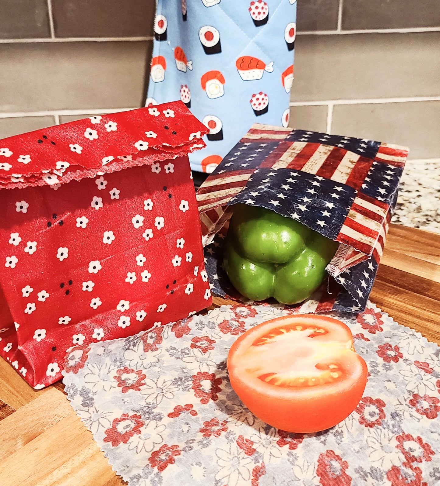 Beeswax Food Bag:  Patriotic Prints