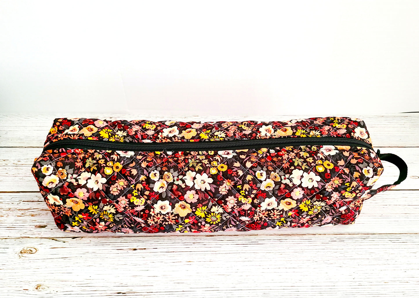 Hair Tool Bag:  Dark Orange Floral