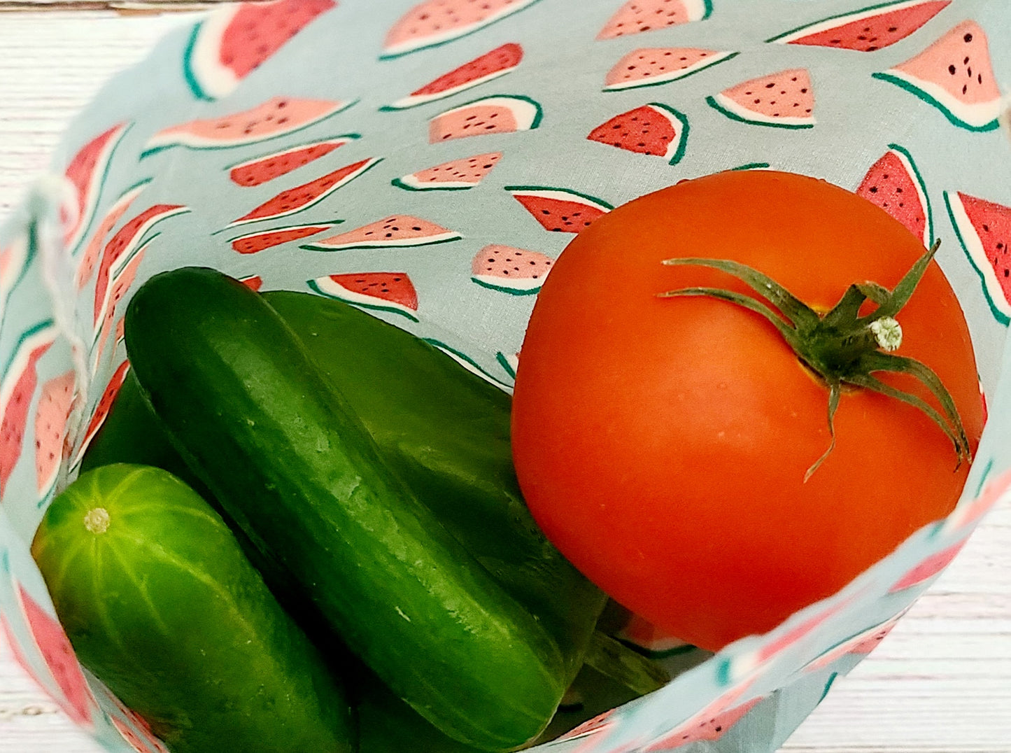 Beeswax Food Bag:  Watermelons on Blue