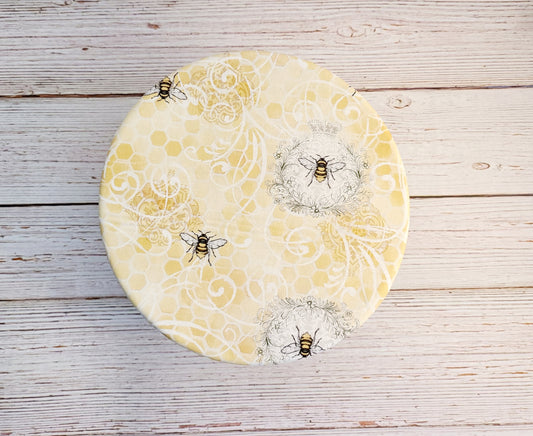 Bowl Cover:  Bees on Yellow
